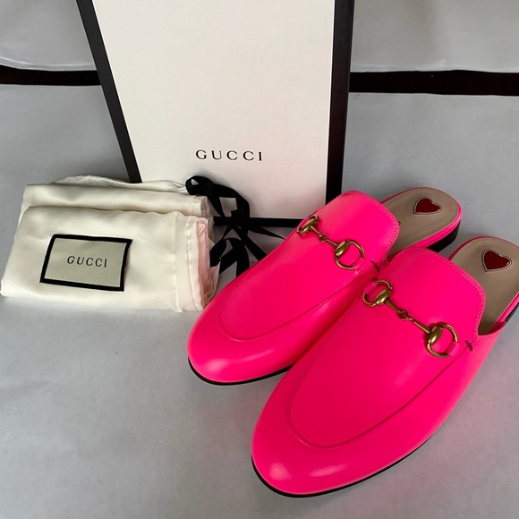 neon pink gucci loafer